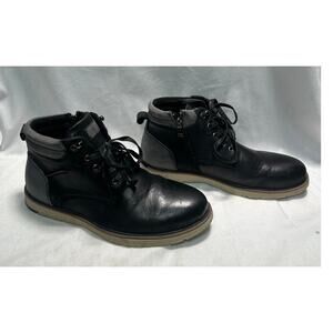 English Laundry Men's Black and Gray Leather Boots